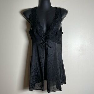 Black lace slip dress